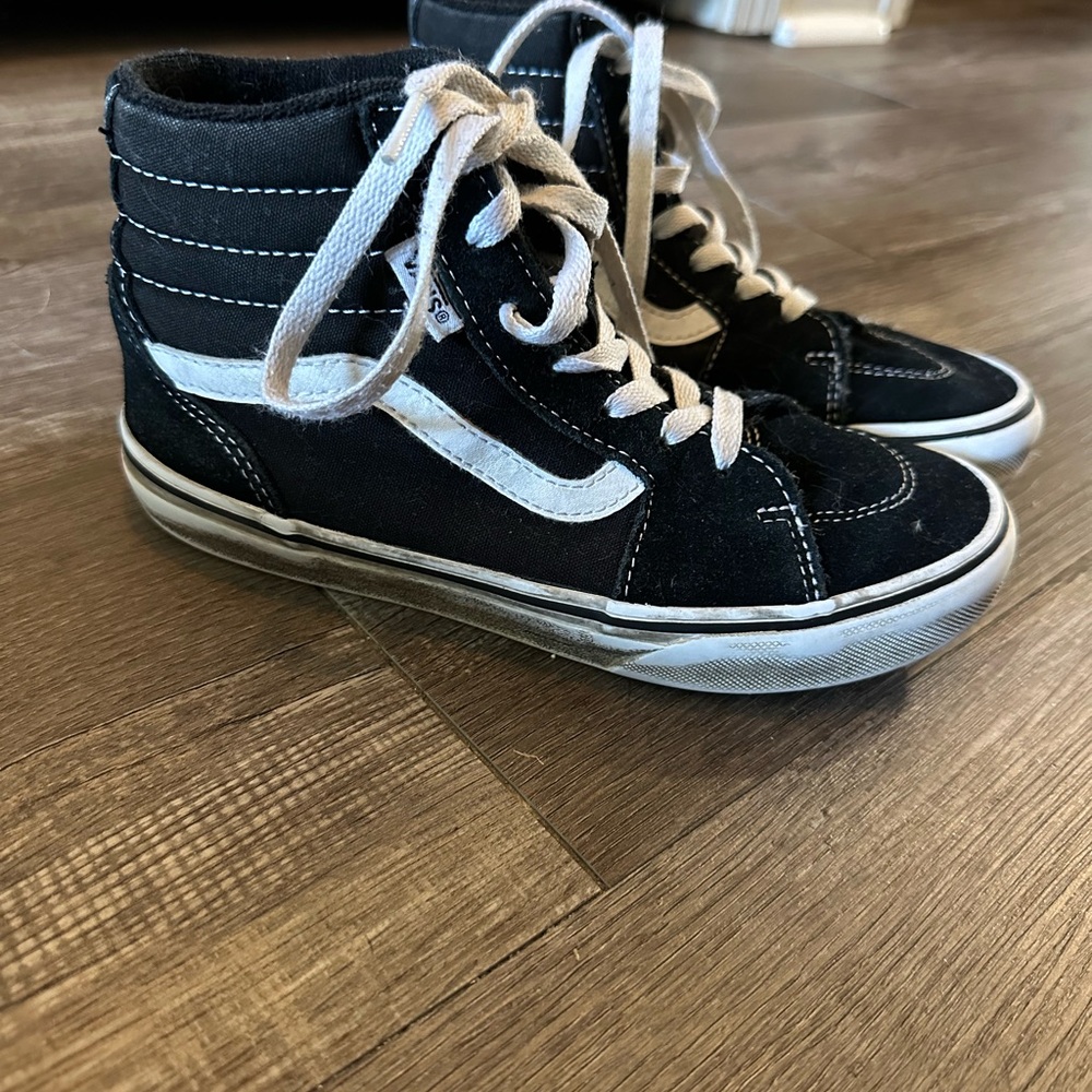 Vans Kids Black and White High-Top Sneakers